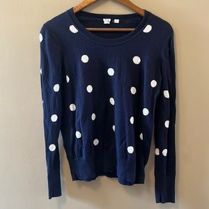 Navy and White Polkadot Gap Sweater